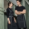 Europe design short &  halter long design black denim apron