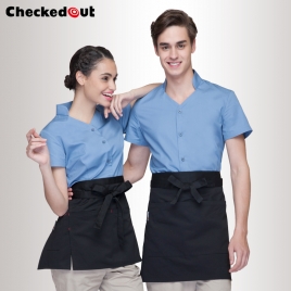 collarless clerk party waiter shirt waitress uniform