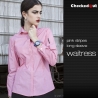 long sleeve pink shirt for womenfashion stripes design short  long sleeve waiter shirt blouse