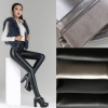 black #1winter warm breathable fleece leather women pant legging