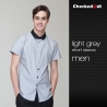 short sleeve light grey men shirtfashion grey contrast collar  restaurant dealer shirt  uniform