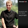 women black (twill collar) shirtfashion contrast collar shirt office restaurant uniform