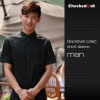 men short sleeve black (twill collar) shirtfashion contrast collar shirt office restaurant uniform