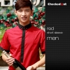 men red short sleeve shirtfashion contrast collar shirt office restaurant uniform