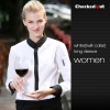 women long sleeve white (twill collar) shirtfashion contrast collar shirt office restaurant uniform
