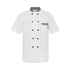 white checkered collar coatblack contrast collar short sleeve unisex chef blouse