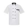 white black collar coatblack contrast collar short sleeve unisex chef blouse