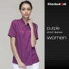short sleeve purple  coateye-catching solid color women chef jacket uniform