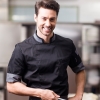 unisex black chef coatsummer 3/4 length sleeve restaurants chef uniform chef jacket