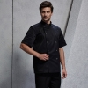 unisex black coatshort sleeve snap button design chef jacket suit