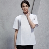 unisex white(blue hem) coatfashion Asian restaurant food kitchen chef jacket uniform