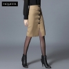 Blackish GreenEurope design autumn winter front button  fashion skirt