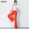 Orangespring design bare bottom women flare pant