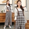 Steel Bluecasual checkered printing pregnant women pant maternity pant