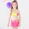 color 1bow dot print children little girl swimwear two piece set
