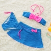 color 4bow dot print children little girl swimwear two piece set