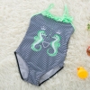 color 42018 new  Hippocampus printing little girl  swimwear swimsuit