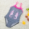 color 52018 new  Hippocampus printing little girl  swimwear swimsuit