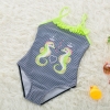 color 62018 new  Hippocampus printing little girl  swimwear swimsuit