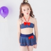 color 1cheap bow dot little girl teen swimwear bikini