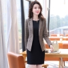 color 2fashion grid printing office women's dress suits twinset