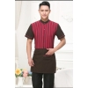 men redhigh quality stripes hotel restaurant waiter waitress shirt uniform with apron
