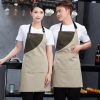 color 42022 hot sale  Europe desgin patchwork dessert store staff apron waiter apron cafe halter apron custom logo supported