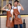 color 32022 pu leather fashion pure color halter apron kitchen apron