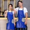 color 42022 pu leather fashion pure color halter apron kitchen apron