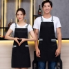 color 12022 fashion upgraded black denim young  halter apron cafe water proof apron uniform