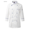 white coat (blue hem)fashion double-breasted chef coat chef jacket uniform with airhole