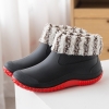 color 72022  new design autumn winter warm fleece water proof  women rain boot outdoor boot