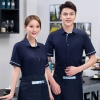 color 22022 Korea style young short sleeve  tea house/ hot pot waitress waiter jacket  wait staf uniform