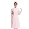 Pinkwhite collar short sleeve long coat for nurse hospital doctor