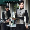 women sliverwedding formal style service staff blouse blazer uniform for waiter