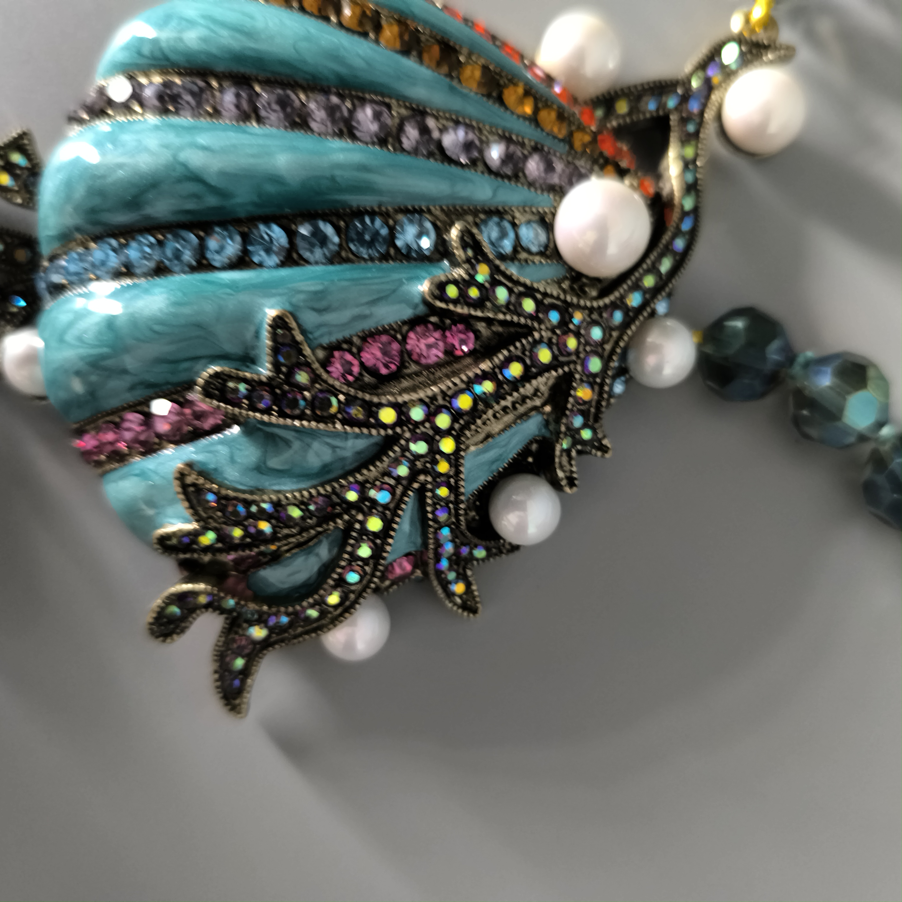 shell artificial diamond necklace