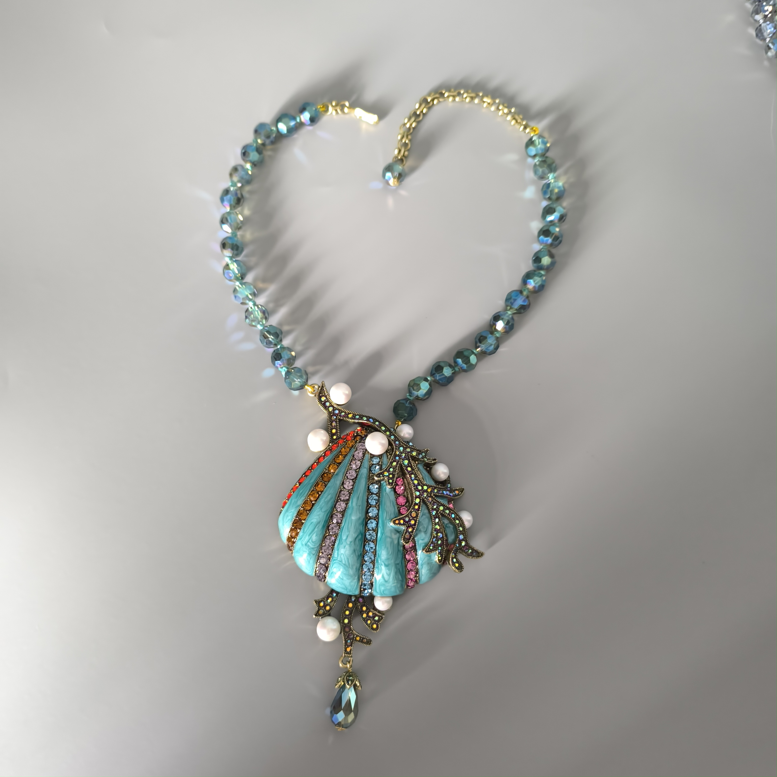 shell artificial diamond necklace