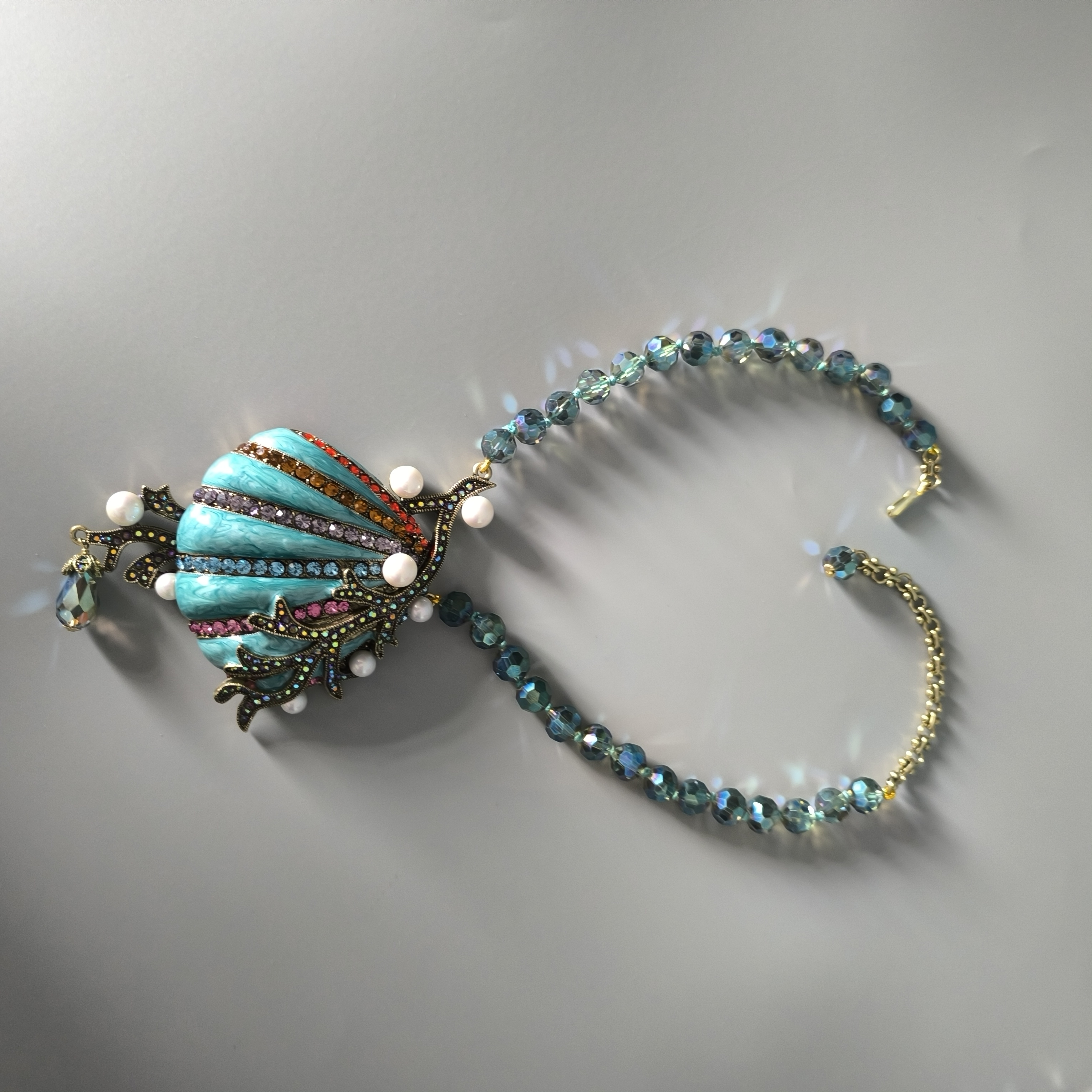 shell artificial diamond necklace