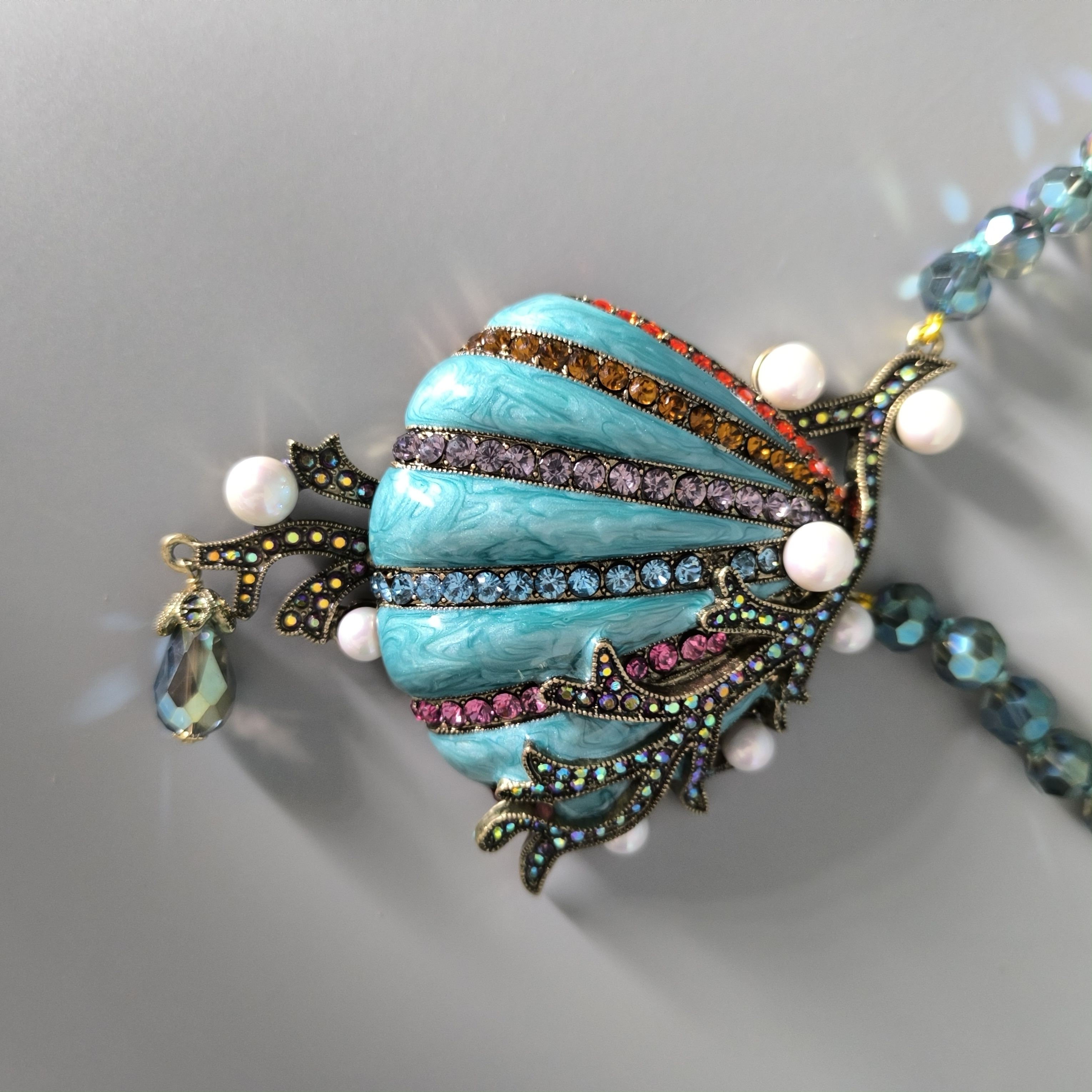 shell artificial diamond necklace