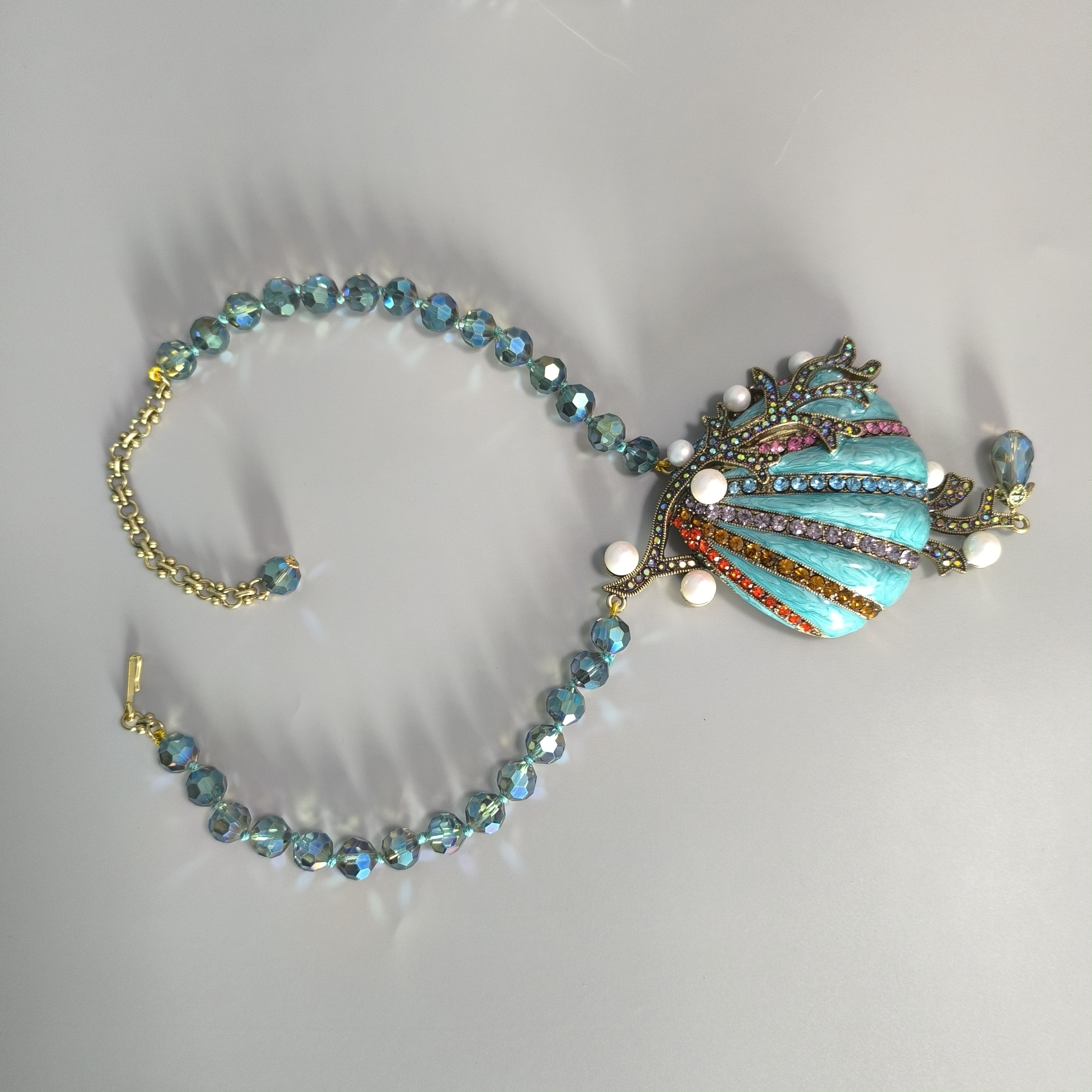 shell artificial diamond necklace