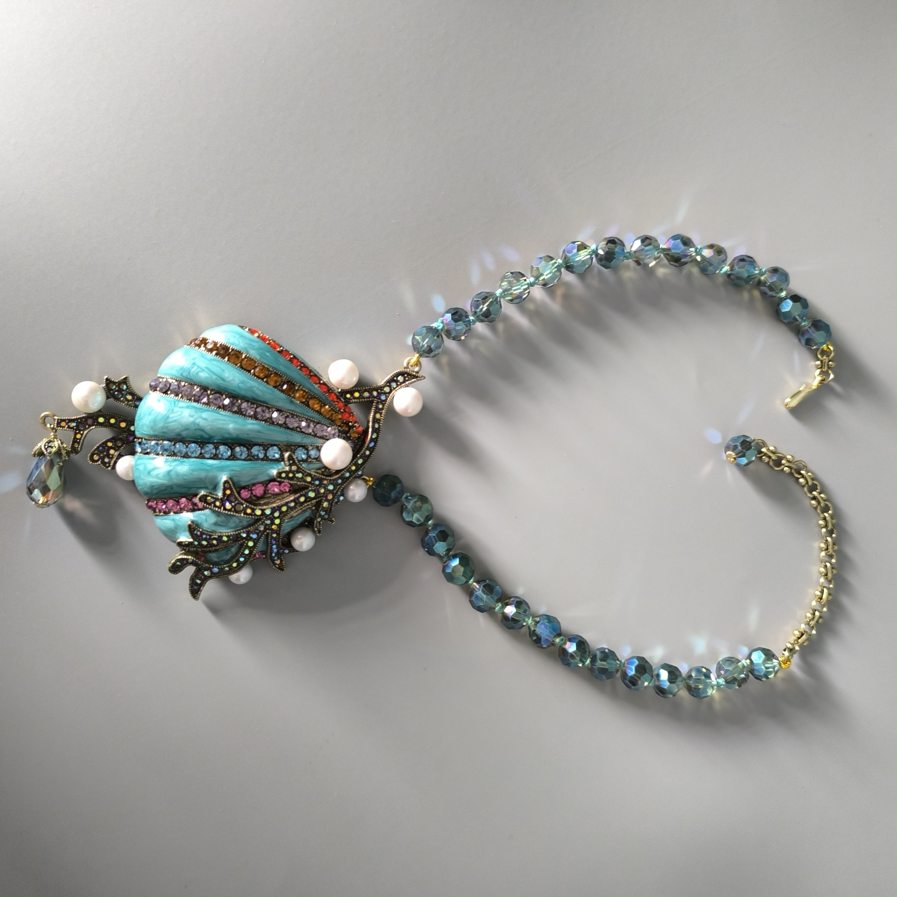 shell artificial diamond necklace