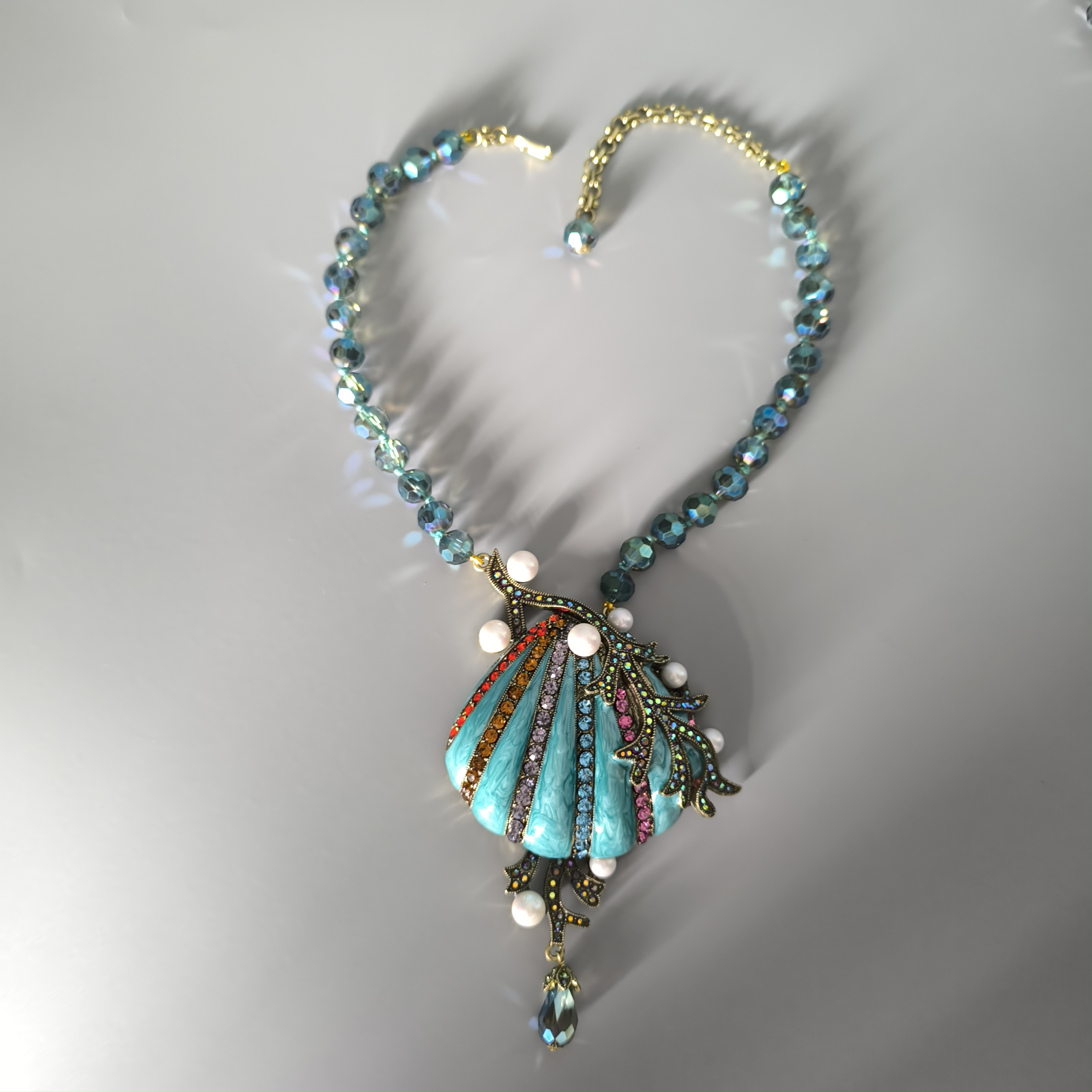 shell artificial diamond necklace