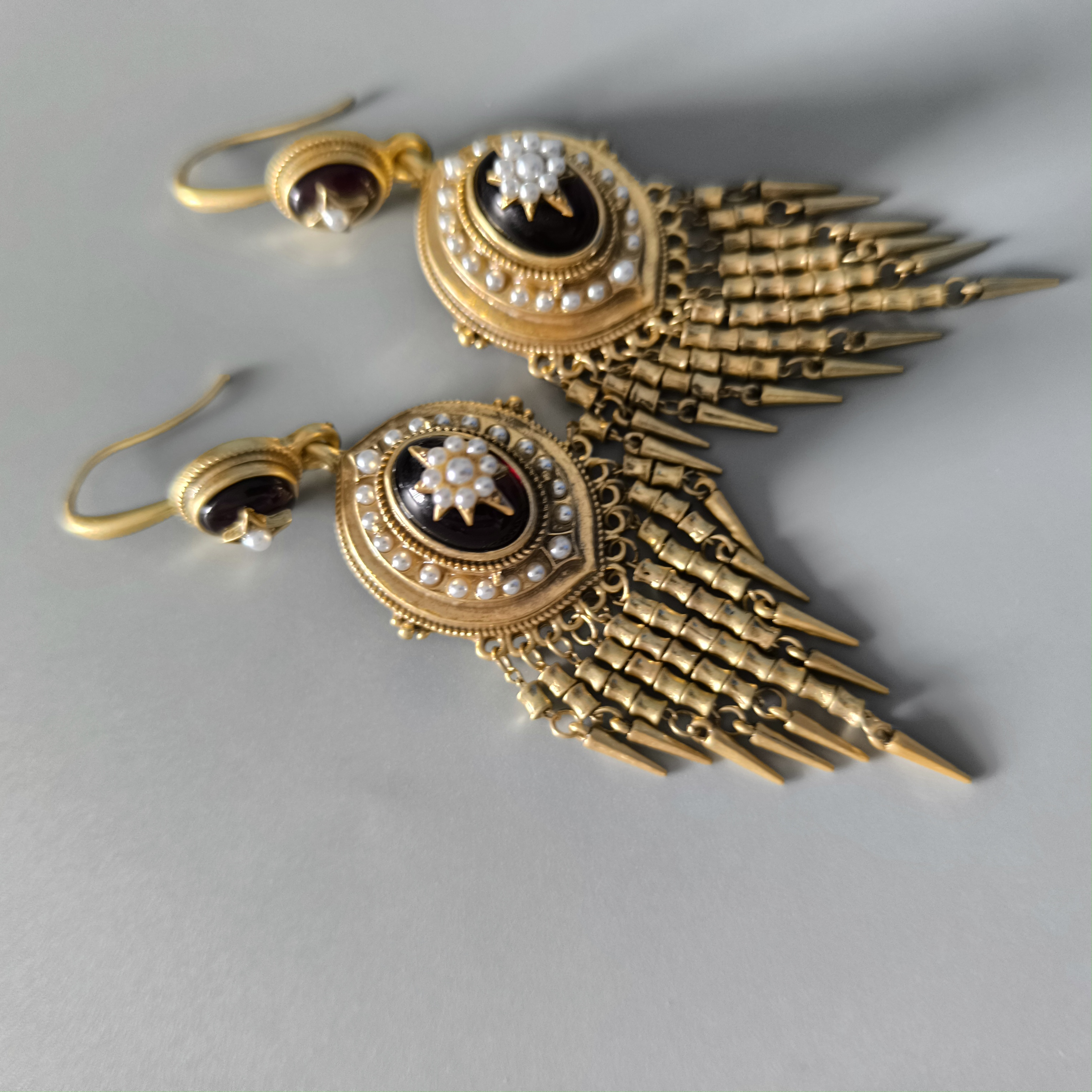 Retro Vintage diamond-set brass earrings